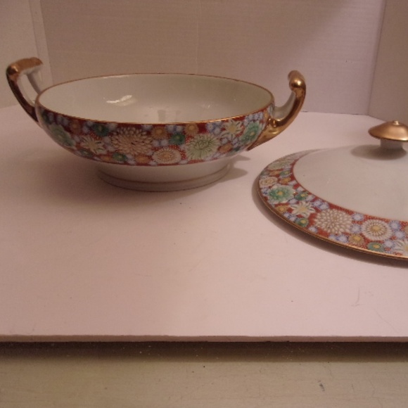 RARE WWII SHOZAN KUTANI HANDPAINTED SOUP TUREEN. - Picture 4 of 8